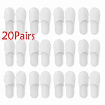 20 Pairs Disposable Terry Towelling Slippers For Spa Hotel Guests