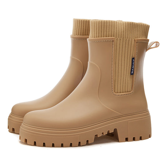 Women's Elastic-waist Rain Boots