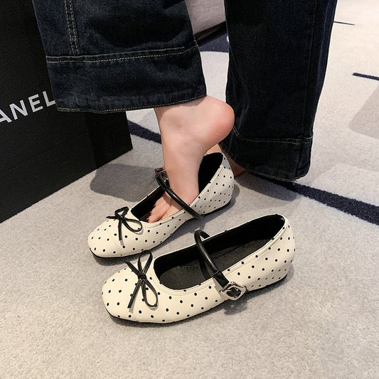 Women's French Style Bow Embellished Shallow Cut Hidden Wedge Heel Single Shoes